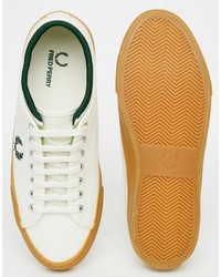 Fred Perry Kendrick Tipped Cuff Canvas White Sneakers With Gum Sole