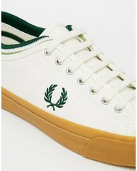 Fred Perry Kendrick Tipped Cuff Canvas White Sneakers With Gum Sole