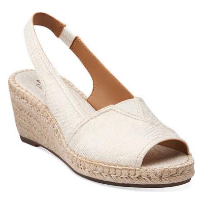 Clarks Petrina Rhea Off White Linen Fabric Sandals, $99 | Shoebuy ...