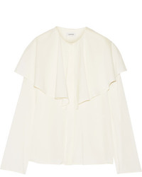 Lemaire Ruffled Stretch Silk And Wool Blend Shirt Ivory