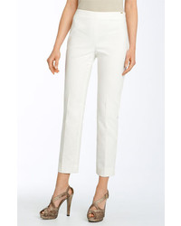St. John Yellow Label Audrey Stretch Cotton Capri Pants Bright White Size 4 4
