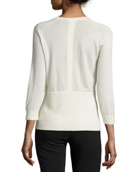 Yigal Azrouel 34 Sleeve Button Front Cardigan Ivory