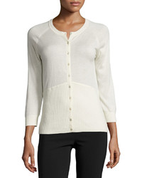 Yigal Azrouel 34 Sleeve Button Front Cardigan Ivory