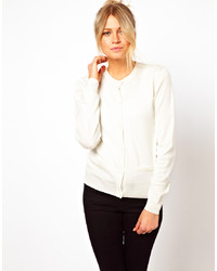 Asos Button Front Cardigan With Crew Neck