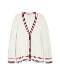 Thom Browne Heritage Relaxed Fit Rwb Cable Cotton Cardigan