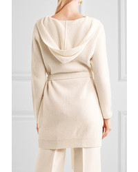 Max Mara Hooded Ribbed Wool And Cashmere Blend Cardigan Ivory