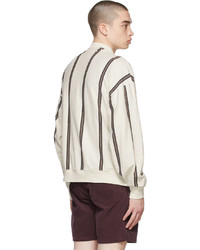 Remi Relief Off White Navy Vertical Stripe Cardigan