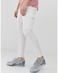 ASOS DESIGN Super Skinny Ankle Grazer Cargo Trousers In White