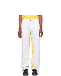 Wales Bonner White And Yellow Cargo Pants
