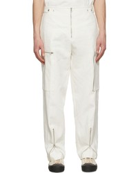 Jil Sander White Linen Cargo Pants