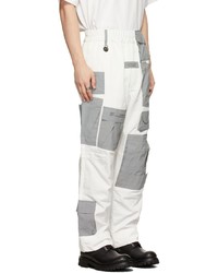 Xander Zhou White Silver Nylon Patch Trousers