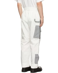 Xander Zhou White Silver Nylon Patch Trousers