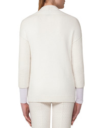 Akris Side Zip Ribbed Cashmere Cardigan Off White