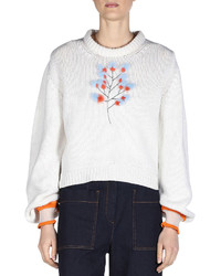 Fendi Cashmere Sweater Wfur Flowers White