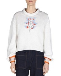 Fendi Cashmere Sweater Wfur Flowers White