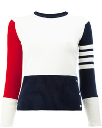 Thom Browne Classic Crewneck Pullover In Funmix Cashmere With 4 Bar Sleeve Stripe