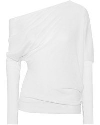 Tom Ford One Shoulder Draped Cashmere And Silk Blend Sweater Ivory