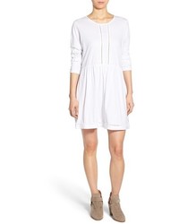 rhythm Long Sleeve Cotton T Shirt Dress Size X Small White
