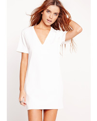 Missguided Plunge Scuba T Shirt Dress White