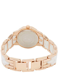 Anne Klein 10 9456wtrg Swarovski Crystal Accented Rose Gold Tone And White Ceramic Bracelet Watch