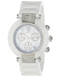 Versace 95ccs1d497 Sc01 Reve Mother Of Pearl Dial Chronograph White Ceramic Bracelet Watch