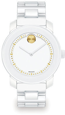 white ceramic movado watch