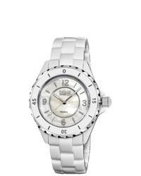 Burgi White Ceramic Quartz Bracelet Watch