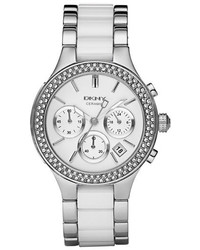 DKNY Chambers Ceramic Stainless Steel Crystal Bezel Watch 38mm
