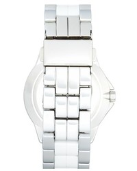 Anne Klein Crystal Bezel Ceramic Link Bracelet Watch 36mm
