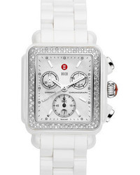 Michele Deco Diamond Ceramic Bracelet Watch 33mm X 46mm