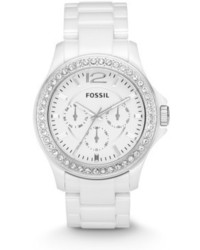 Fossil Riley Multifunction Ceramic White Watch