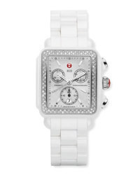 Michele Ceramic Deco Diamond Watch White