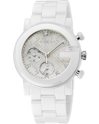 Gucci Unisex Swiss Chronograph White Ceramic Bracelet Watch 39mm Ya101353