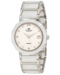 Viceroy 47576 07 White Ceramic Stainless Steel Bracelet Date Watch