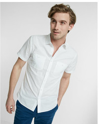 White Chambray Short Sleeve Shirt