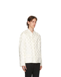 Haider Ackermann White Linen And Silk Checkered Jacket