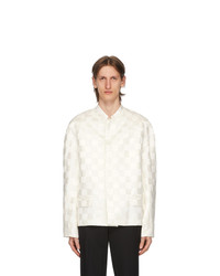 Haider Ackermann White Linen And Silk Checkered Jacket