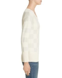 Burberry Check Knit Wool Blend Sweater