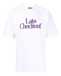 Late Checkout Slogan Print Cotton T Shirt