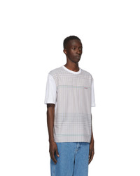 Lanvin White And Brown Checkered T Shirt