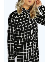 Boohoo Lily Grid Check Longline Shirt