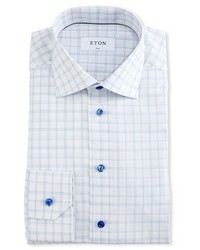 Eton Slim Fit Box Check Dress Shirt Whiteblue