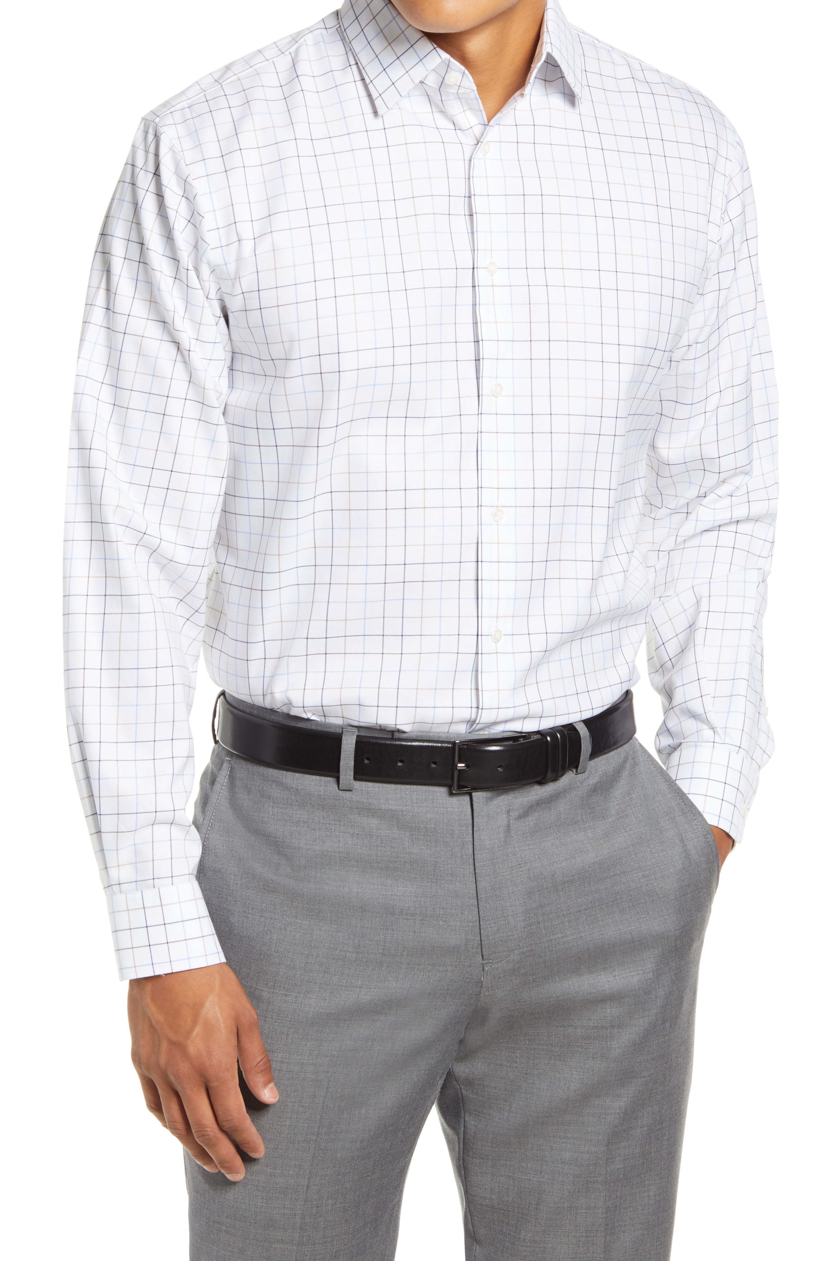 Nordstrom Men's Shop Traditional Fit Non Iron Windowpane Stretch Dress ...