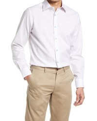 David Donahue Trim Fit Dress Shirt In Whitelilac At Nordstrom