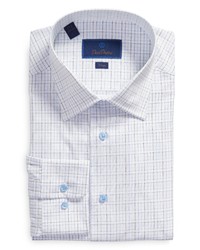 David Donahue Trim Fit Dress Shirt In Whitenavy At Nordstrom