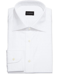 Ermenegildo Zegna White On White Box Check Dress Shirt White