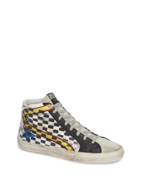 White Check High Top Sneakers