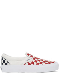 White Check Leather Slip-on Sneakers