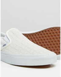 Vans Slip On Checkerboard Leather Sneakers In White V004mpjrl