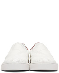 Burberry White Copford Check Slip On Sneakers